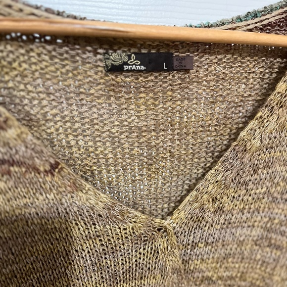 Prana Vignette Asymmetrical V neck Knit Multicolour Sweater Sz L - Picture 5 of 14